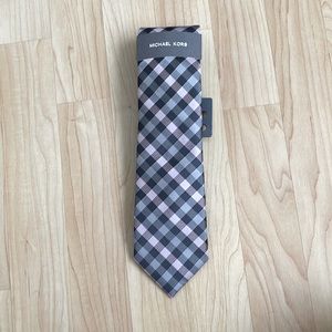Michael Kors Gray and Pink Gingham Tie